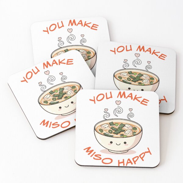 Item preview, Kawaii Miso Soup "You Make Miso Happy" Pun designed and sold by ffpdsgn.
