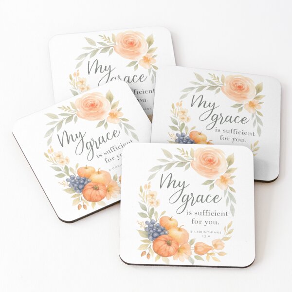 Item preview, My Grace Is Sufficient – 2 Corinthians 12:9 Floral Verse Art designed and sold by SavedByGraceStudio.