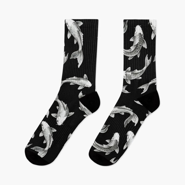 Item preview, Black and White Hand-drawn Koi Fish Diagram designed and sold by LuckCraftStudio.