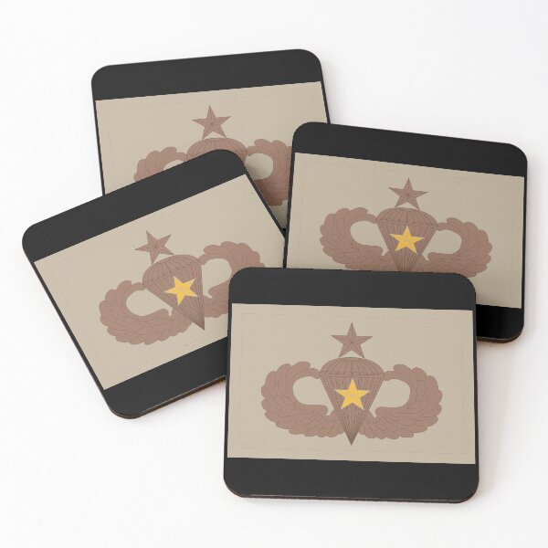 Item preview, Badge - Army - Parachutist - Senior - 5 Combat Star - Subdued - Desert X 300 designed and sold by Military Insignia Products.
