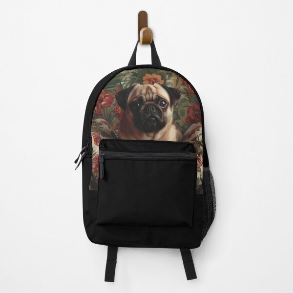 Item preview, Pug with Floral Pillow – Charming Pet Portrait designed and sold by PostcardsfromtheLaundromat.