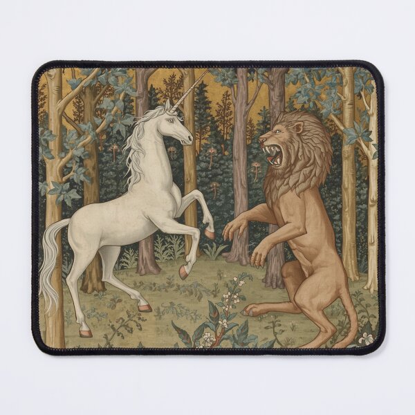 Item preview, Unicorn and Lion medieval tapestry style artwork designed and sold by Vintage Designs +.