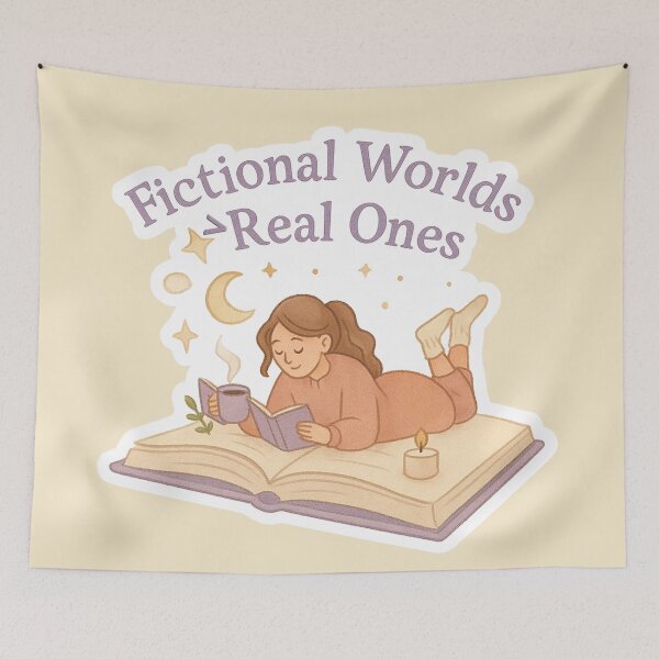 Item preview, Fictional Worlds > Real Ones - Cozy Book Lover Sticker designed and sold by BumbleVee ☀️.