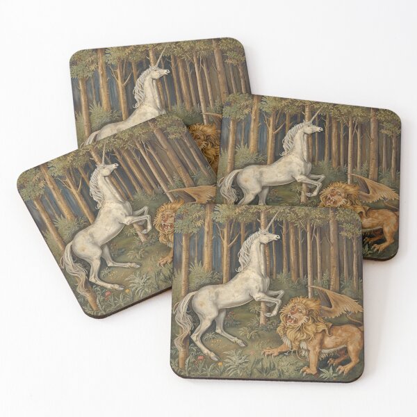 Item preview, Unicorn and Manticore medieval tapestry style artwork designed and sold by Vintage Designs +.
