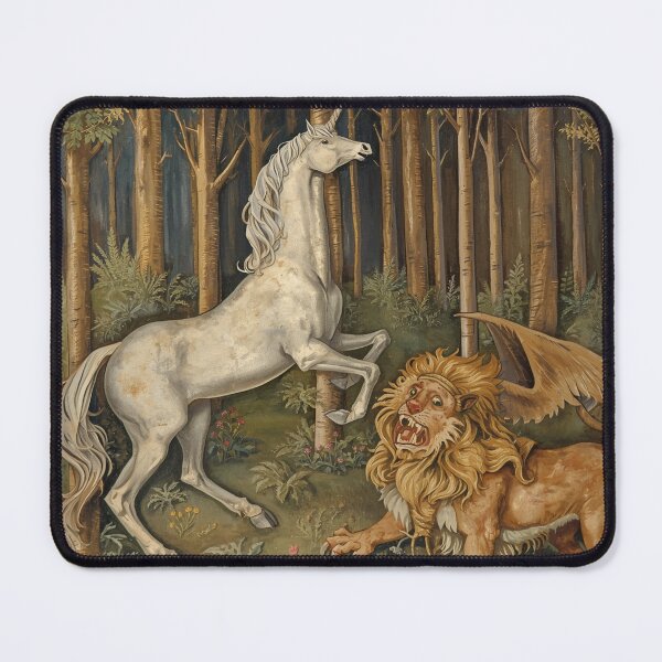 Item preview, Unicorn and Manticore medieval tapestry style artwork designed and sold by Vintage Designs +.