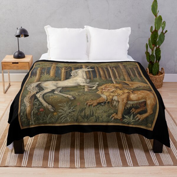 Item preview, Unicorn and Manticore medieval tapestry style artwork designed and sold by Vintage Designs +.