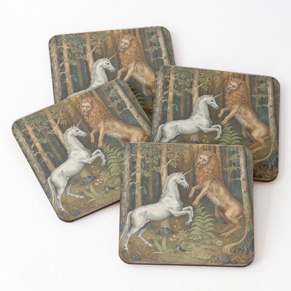 Item preview,  Unicorn and Lion medieval tapestry style artwork designed and sold by Vintage Designs +.