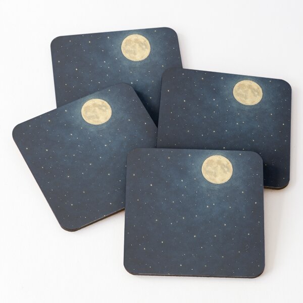 Item preview, Moonlit Peace – Full Moon & Starry Night Sky Illustration designed and sold by SavedByGraceStudio.