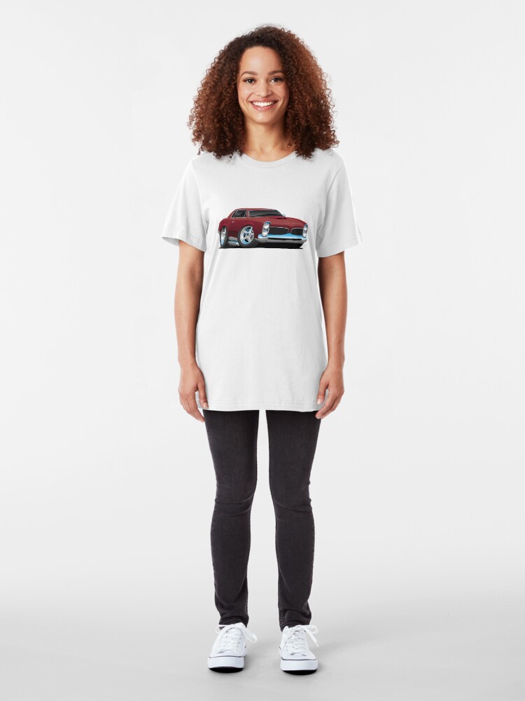 Alternate view of Classic American Muscle Car Cartoon Slim Fit T-Shirt