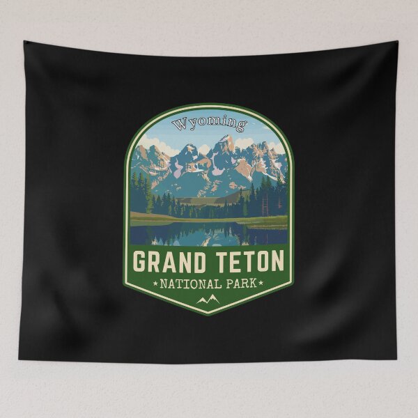 Item preview, Grand Teton National Park in Wyoming, USA Retro Travel Art Emblem designed and sold by MaateoDesign.
