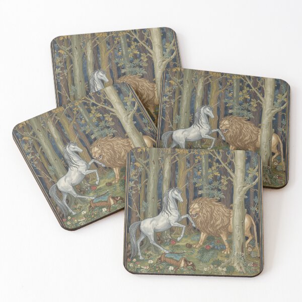 Item preview, Unicorn and Lion medieval tapestry style artwork designed and sold by Vintage Designs +.