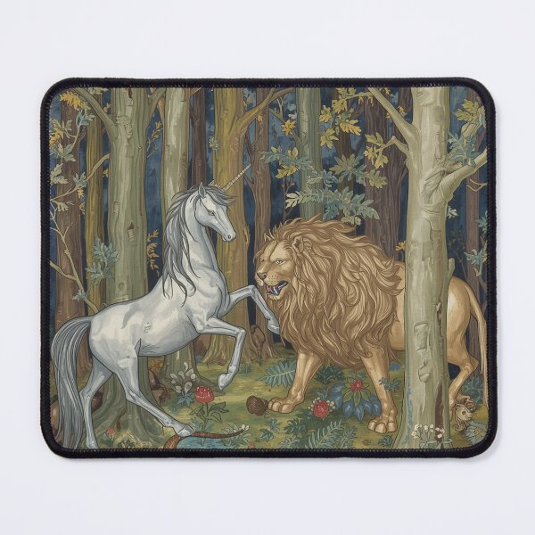 Item preview, Unicorn and Lion medieval tapestry style artwork designed and sold by Vintage Designs +.