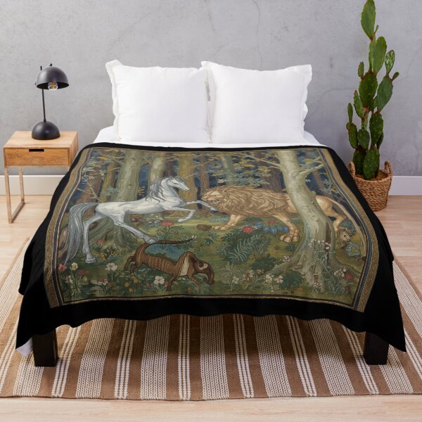Item preview, Unicorn and Lion medieval tapestry style artwork designed and sold by Vintage Designs +.