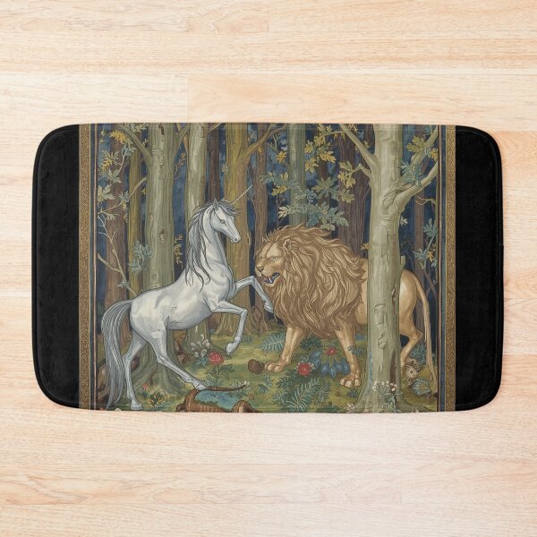Item preview, Unicorn and Lion medieval tapestry style artwork designed and sold by Vintage Designs +.