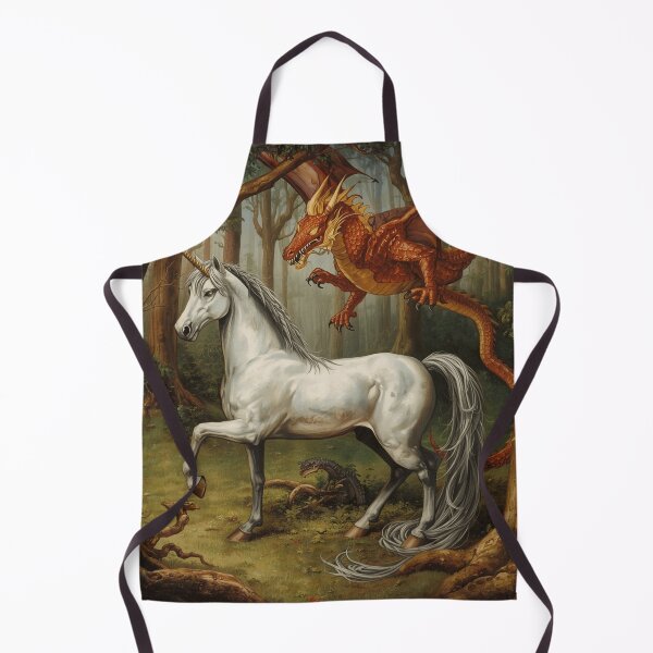 Item preview, Unicorn and Dragon medieval tapestry style artwork designed and sold by Vintage Designs +.