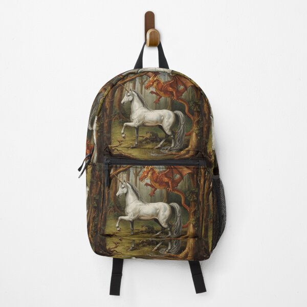 Item preview, Unicorn and Dragon medieval tapestry style artwork designed and sold by Vintage Designs +.