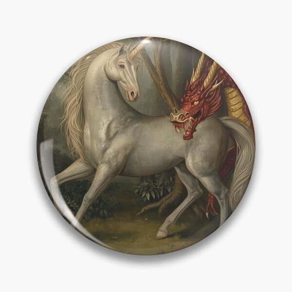 Item preview, Unicorn and Dragon medieval tapestry style artwork designed and sold by Vintage Designs +.
