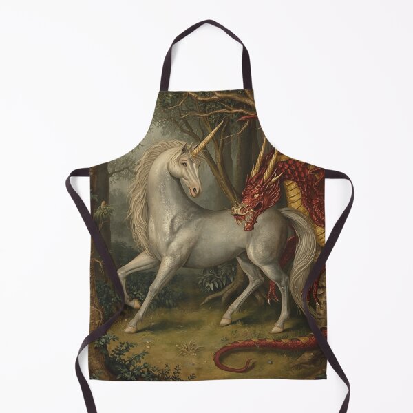 Item preview, Unicorn and Dragon medieval tapestry style artwork designed and sold by Vintage Designs +.