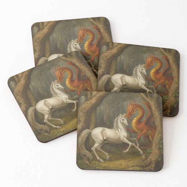 Item preview,  Unicorn and Dragon medieval tapestry style artwork designed and sold by Vintage Designs +.