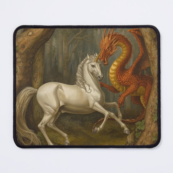 Item preview,  Unicorn and Dragon medieval tapestry style artwork designed and sold by Vintage Designs +.