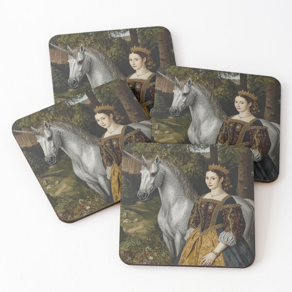 Item preview, Tudor Maid and a Unicorn painting designed and sold by Vintage Designs +.