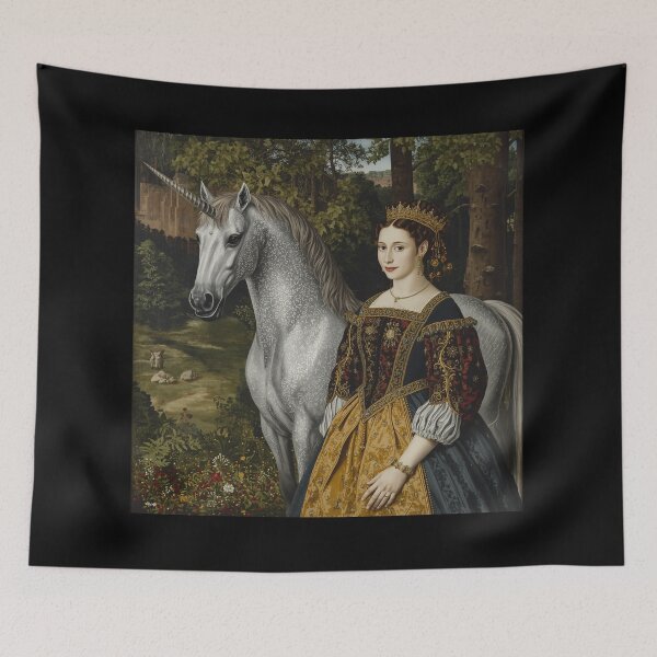 Item preview, Tudor Maid and a Unicorn painting designed and sold by Vintage Designs +.