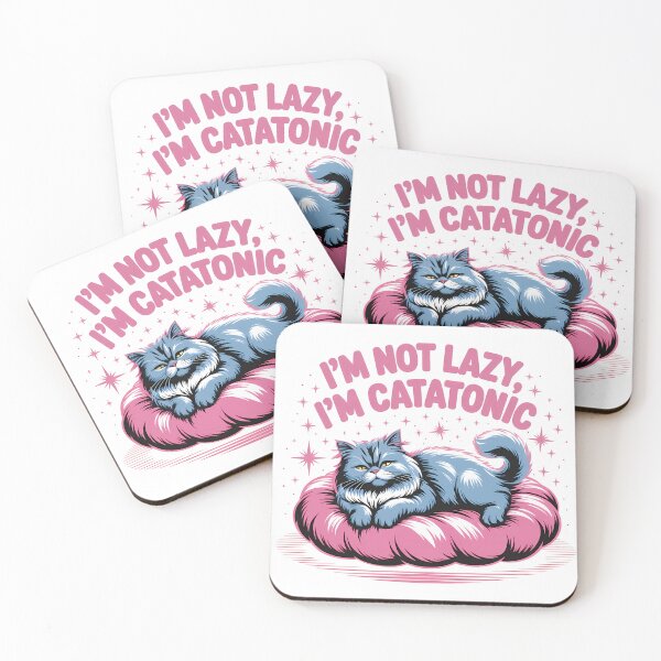 Item preview, Catatonic Lazy Cat Funny Pun designed and sold by DigitalDream11.