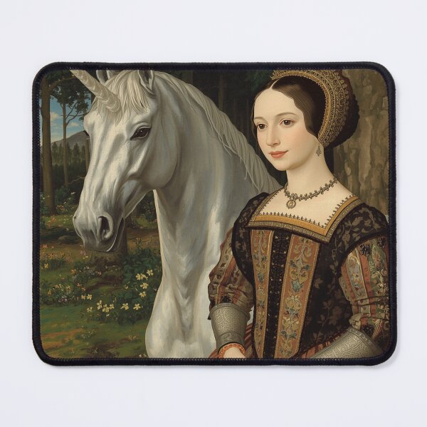 Item preview, Tudor Maid and a Unicorn painting designed and sold by Vintage Designs +.