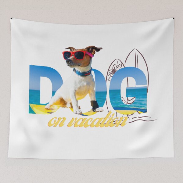 Item preview, Dog on vacations - funny surfing dog summer design designed and sold by Sylviap Studio.