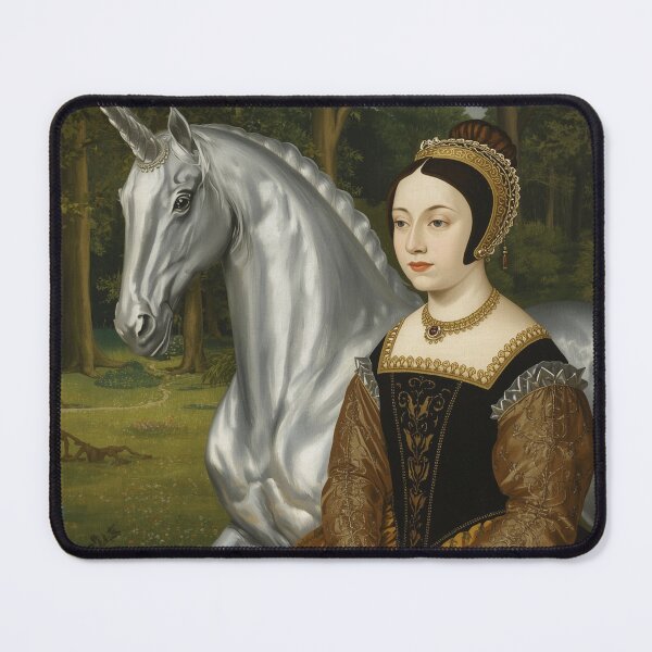 Item preview, Tudor Maid and a Unicorn painting designed and sold by Vintage Designs +.
