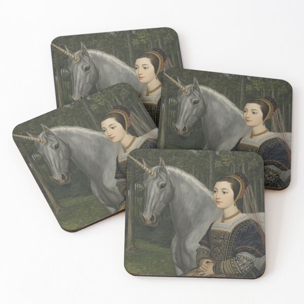 Item preview, Tudor Maid and a Unicorn painting designed and sold by Vintage Designs +.