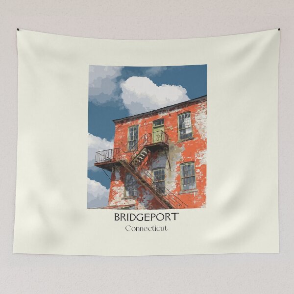 Item preview, Bridgeport Connecticut Red Brick Factory Art Print designed and sold by TuncGK.