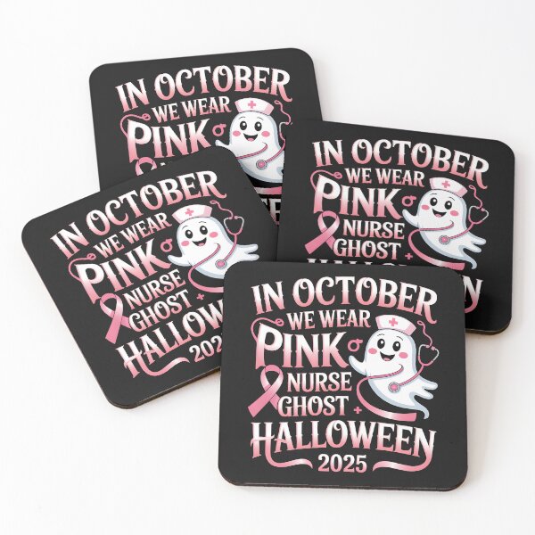 Item preview, In October We Wear Pink Nurse Ghost Halloween 2025 designed and sold by Pawel Oska.