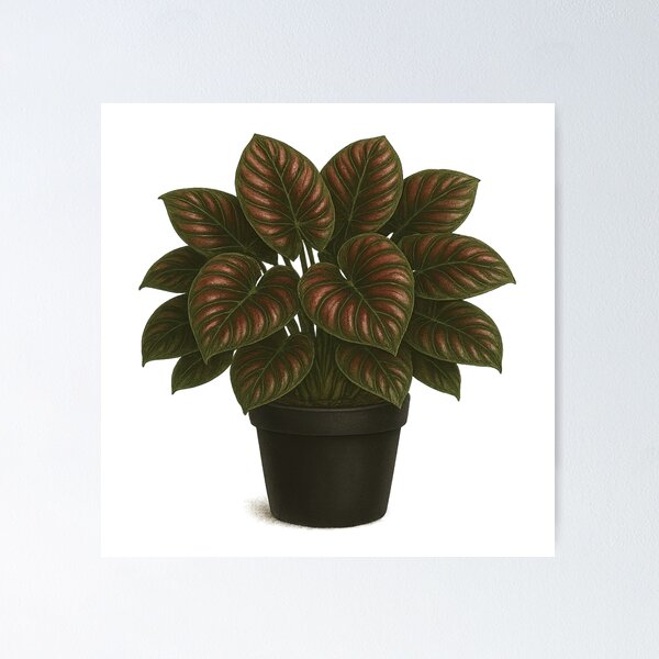 Item preview, Jewel Alocasia ‘Red Secret’ – Metallic Red-Copper Tropical Foliage Botanical Art designed and sold by Feral Confetti.