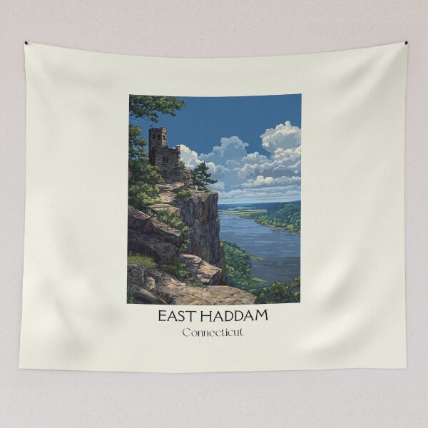 Item preview, East Haddam Connecticut Riverside Town Art Print designed and sold by TuncGK.