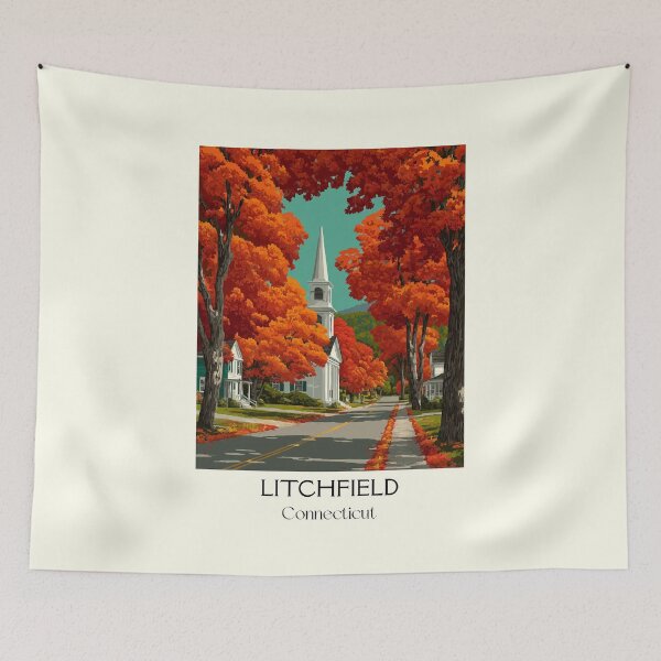 Item preview, Litchfield Connecticut Historic Church Art Print designed and sold by TuncGK.