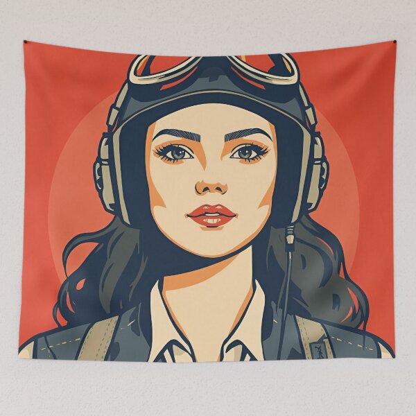 Item preview, Retro female pilot designed and sold by Vintage City.