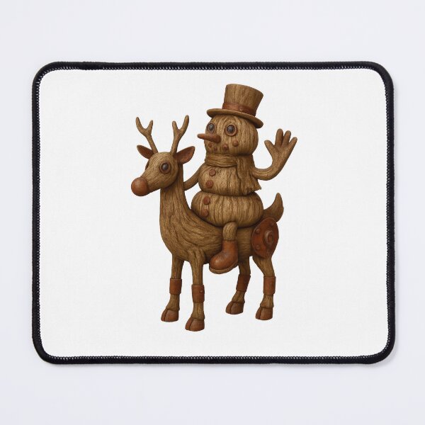 Item preview, Driftwood Snowman Riding Wooden Reindeer designed and sold by GorinART.