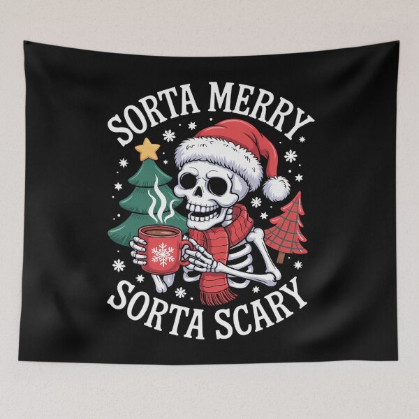 Item preview, Sorta Merry Sorta Scary Skeleton Hot Cocoa Christmas designed and sold by WalshDrawnLaugh.