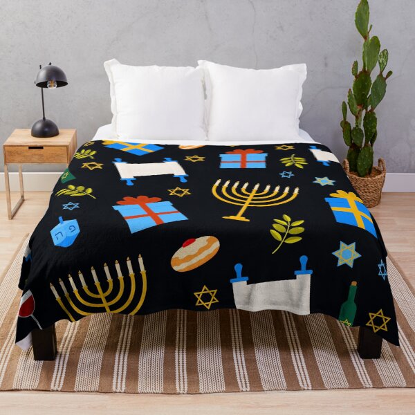 Item preview, Hanukkah Menorahs, Presents, Torah Scrolls, And Wine Pattern designed and sold by DEC02.