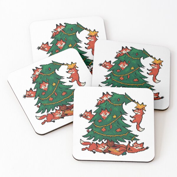 Item preview, Cute Foxes Decorating Christmas Tree designed and sold by Fam19.