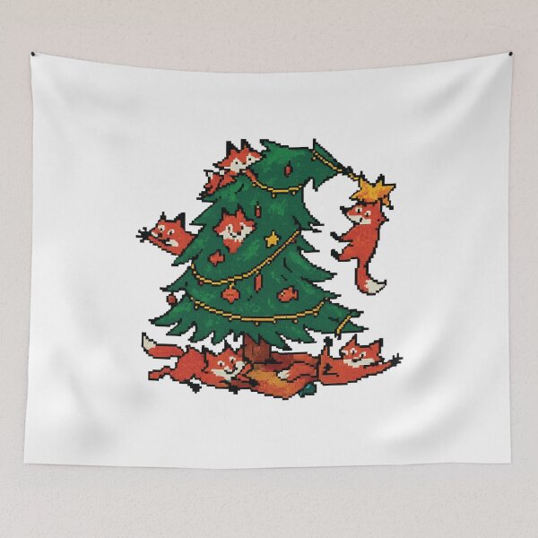 Item preview, Cute Foxes Decorating Christmas Tree designed and sold by Fam19.