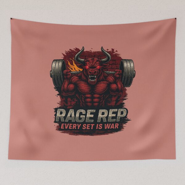 Item preview, Rage Rep – Glitch-Eyed Bull Gym Design designed and sold by Modivox.