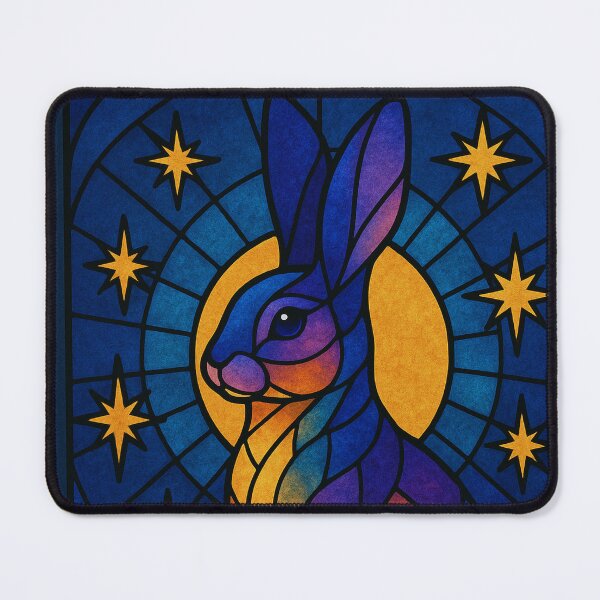 Item preview, Stained-Glass Cosmic Rabbit — Celestial Mandala Hare Illustration designed and sold by BadaBingBear.