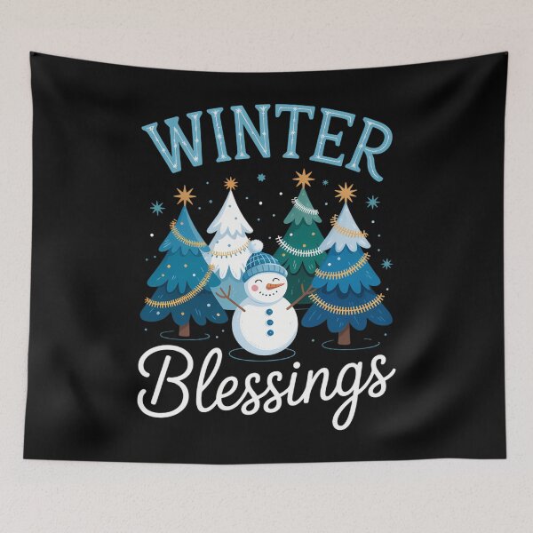 Item preview, Trees Christmas Snowman Winter Blessings Saying designed and sold by georgiaarsnal.