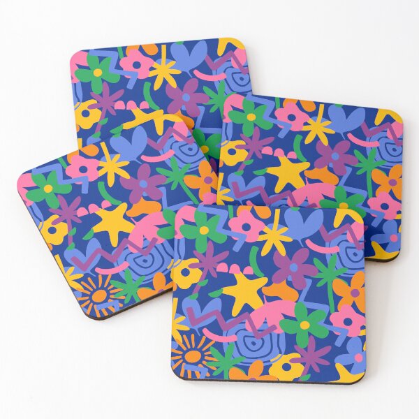 Item preview, Colorful Abstract Pattern Flower Sun Palm Tree Star Blue designed and sold by CuzaFilesStudio.