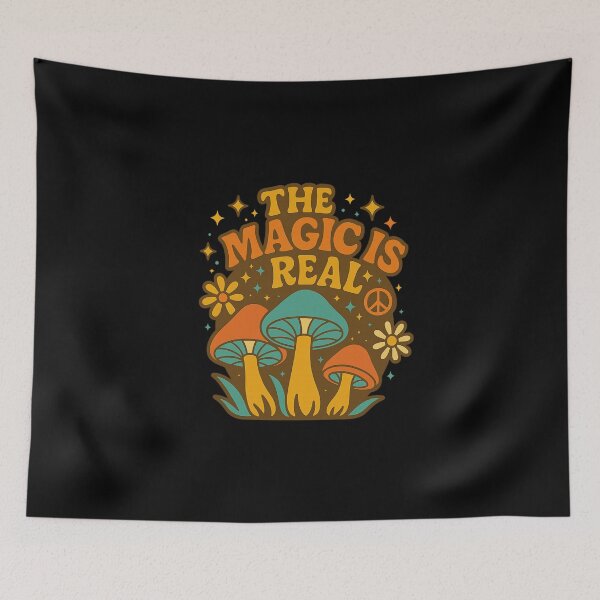 Item preview, The Magic Is Real – Retro 70s Psychedelic Mushroom  designed and sold by getpressedshirt.