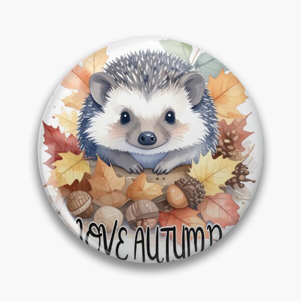 Item preview, Hedgehog surrounded by autumn leaves and nuts with love autumn text, autumn designed and sold by LiskoDesign.