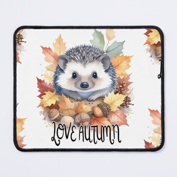 Item preview, Hedgehog surrounded by autumn leaves and nuts with love autumn text, autumn designed and sold by LiskoDesign.