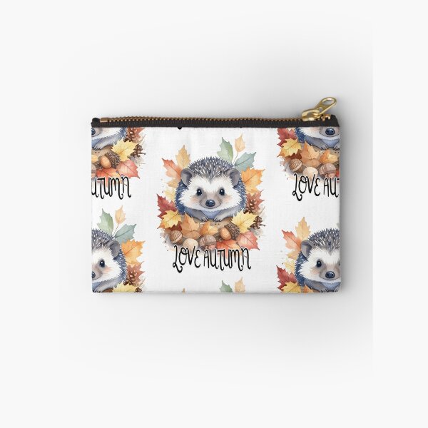 Item preview, Hedgehog surrounded by autumn leaves and nuts with love autumn text, autumn designed and sold by LiskoDesign.